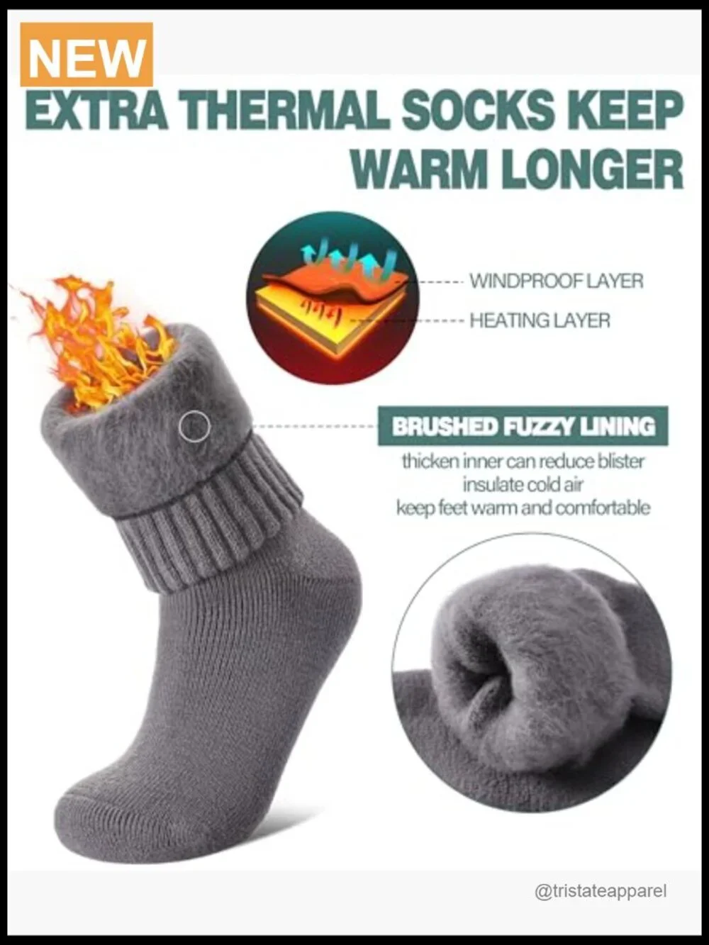 Thermal Winter Socks Extra Thick Insulated Crew Ski Boot Socks for Cold Weather